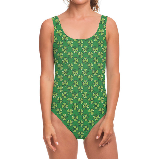 Cute Clover St. Patrick's Day Print One Piece Swimsuit
