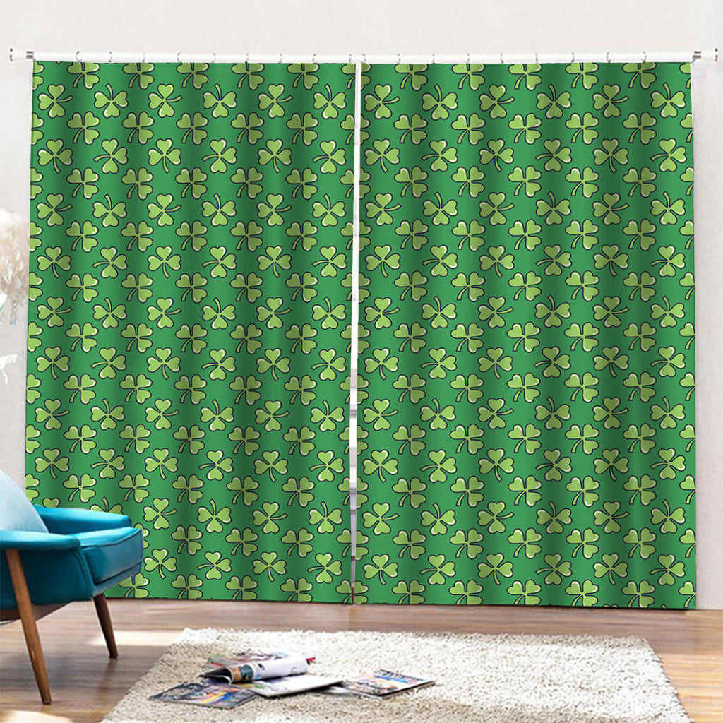 Cute Clover St. Patrick's Day Print Pencil Pleat Curtains