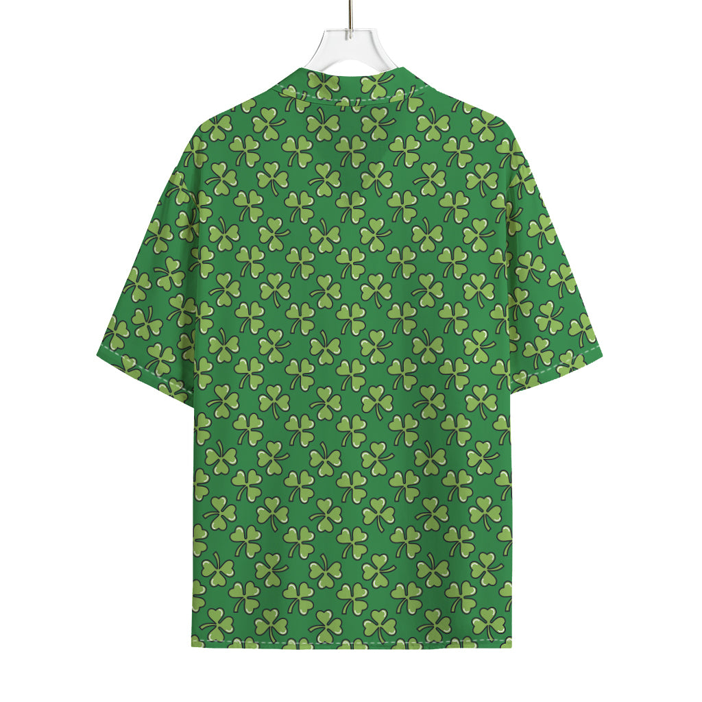 Cute Clover St. Patrick's Day Print Rayon Hawaiian Shirt
