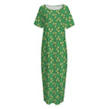 Cute Clover St. Patrick's Day Print Short Sleeve Long Nightdress