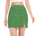 Cute Clover St. Patrick's Day Print Side Slit Mini Skirt
