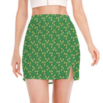 Cute Clover St. Patrick's Day Print Side Slit Mini Skirt