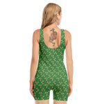 Cute Clover St. Patrick's Day Print Sleeveless One Piece Swimsuit