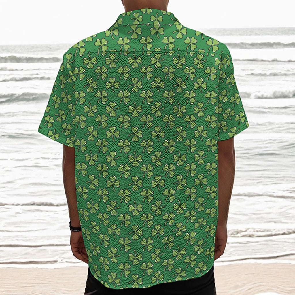 Cute Clover St. Patrick's Day Print Textured Short Sleeve Shirt