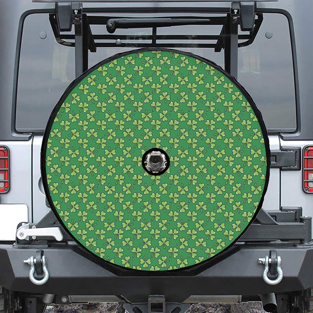 Cute Clover St. Patrick's Day Print Tire Cover With Camera Hole