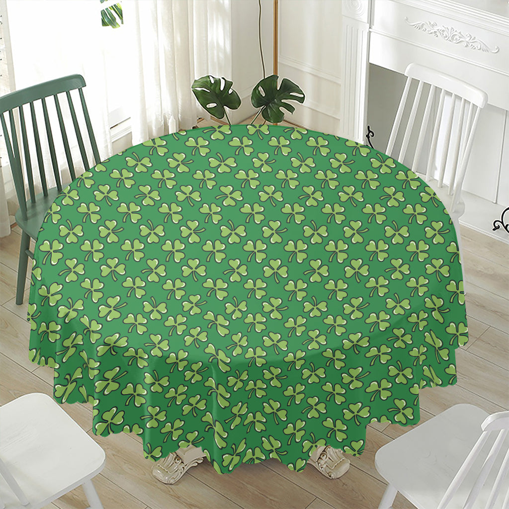 Cute Clover St. Patrick's Day Print Waterproof Round Tablecloth