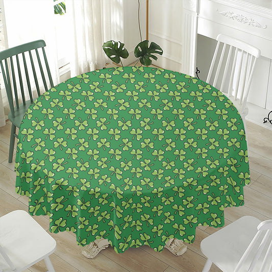 Cute Clover St. Patrick's Day Print Waterproof Round Tablecloth