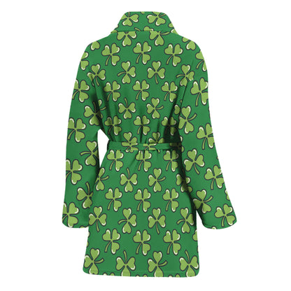 Cute Clover St. Patrick's Day Print Women's Bathrobe