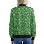 Cute Clover St. Patrick's Day Print Women's Bomber Jacket