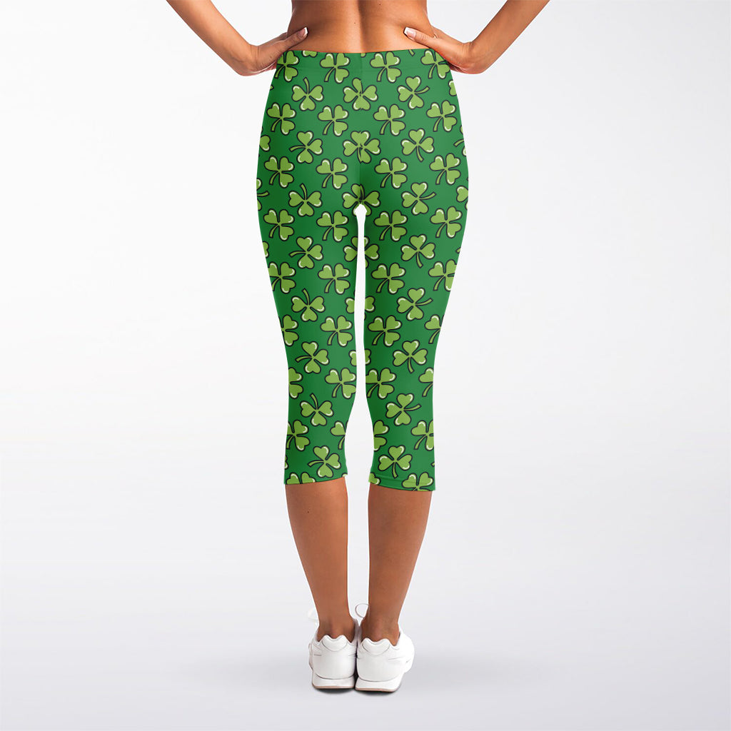 Cute Clover St. Patrick's Day Print Women's Capri Leggings