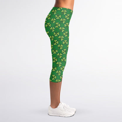 Cute Clover St. Patrick's Day Print Women's Capri Leggings