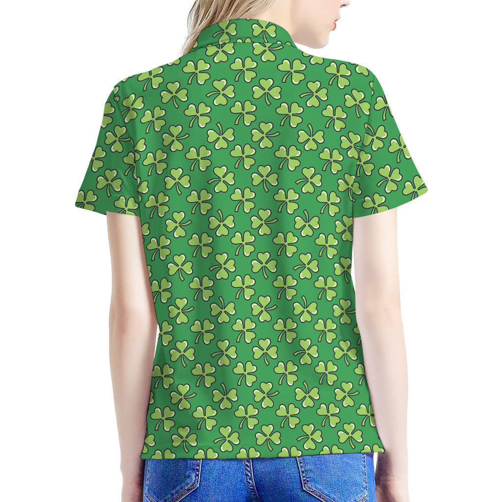Cute Clover St. Patrick's Day Print Women's Polo Shirt