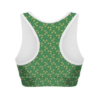 Cute Clover St. Patrick's Day Print Women's Sports Bra