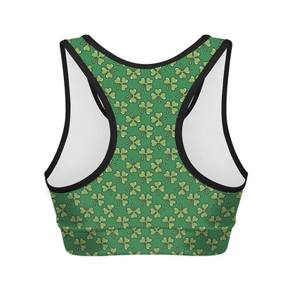 Cute Clover St. Patrick's Day Print Women's Sports Bra