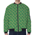 Cute Clover St. Patrick's Day Print Zip Sleeve Bomber Jacket