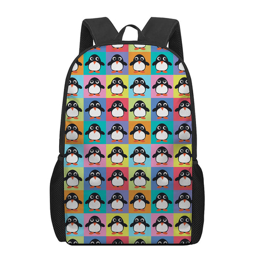 Cute Colorful Penguin Pattern Print 17 Inch Backpack
