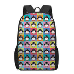 Cute Colorful Penguin Pattern Print 17 Inch Backpack