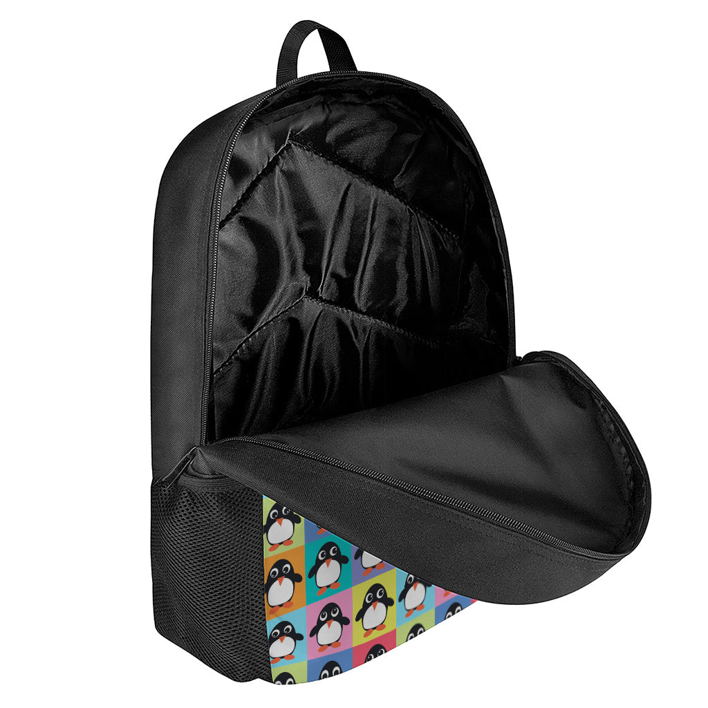 Cute Colorful Penguin Pattern Print 17 Inch Backpack