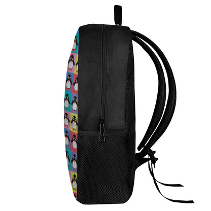 Cute Colorful Penguin Pattern Print 17 Inch Backpack