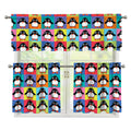 Cute Colorful Penguin Pattern Print 3 Piece Kitchen Curtains