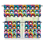 Cute Colorful Penguin Pattern Print 3 Piece Kitchen Curtains