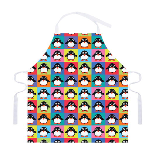 Cute Colorful Penguin Pattern Print Adjustable Apron