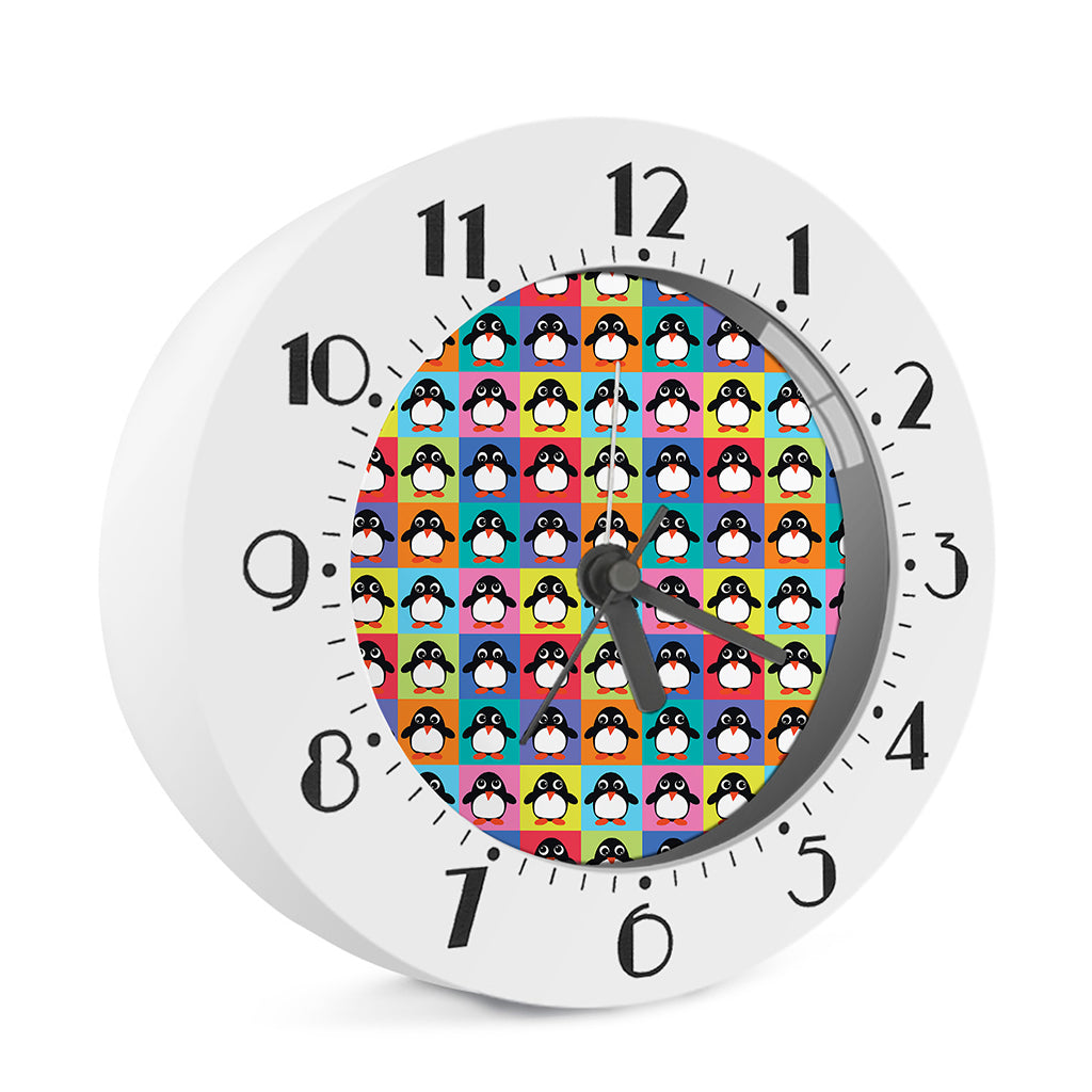 Cute Colorful Penguin Pattern Print Alarm Clock