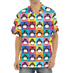 Cute Colorful Penguin Pattern Print Aloha Shirt