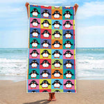 Cute Colorful Penguin Pattern Print Beach Towel