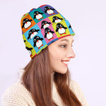 Cute Colorful Penguin Pattern Print Beanie