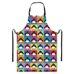 Cute Colorful Penguin Pattern Print Bib Apron With Pocket