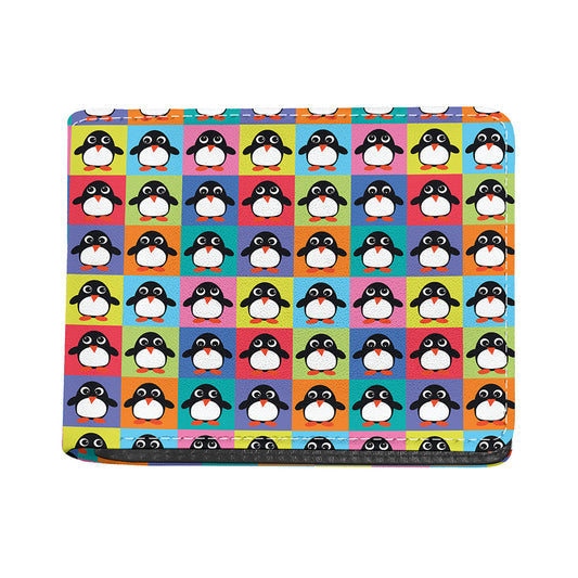 Cute Colorful Penguin Pattern Print Bifold Wallet