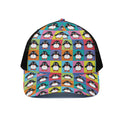 Cute Colorful Penguin Pattern Print Black Mesh Trucker Hat