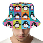 Cute Colorful Penguin Pattern Print Bucket Hat
