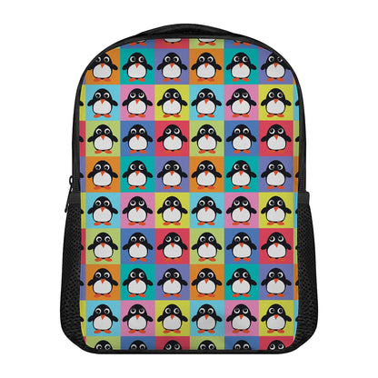 Cute Colorful Penguin Pattern Print Casual Backpack