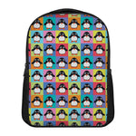 Cute Colorful Penguin Pattern Print Casual Backpack