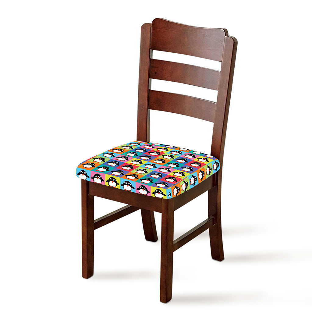 Cute Colorful Penguin Pattern Print Chair Cushion Cover