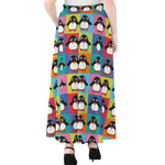 Cute Colorful Penguin Pattern Print Chiffon Maxi Skirt