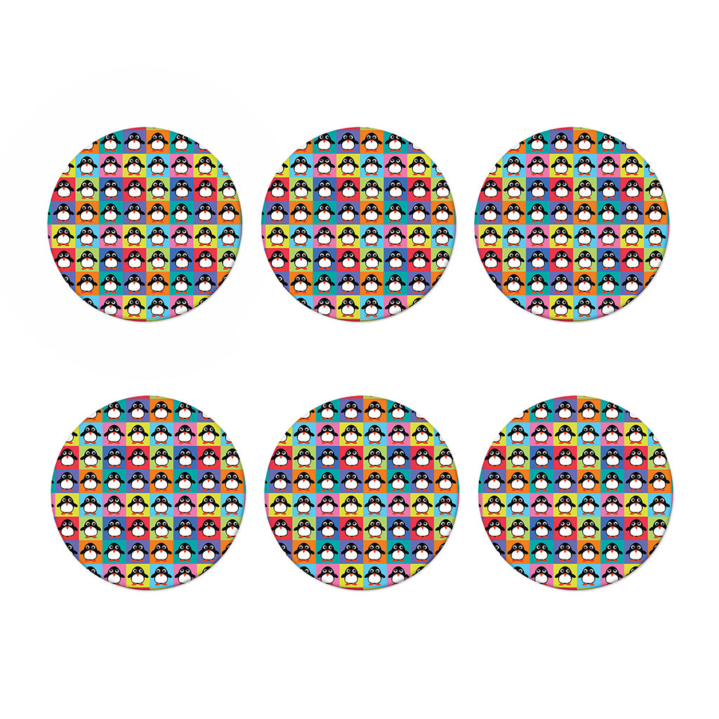 Cute Colorful Penguin Pattern Print Coaster Set