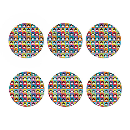 Cute Colorful Penguin Pattern Print Coaster Set