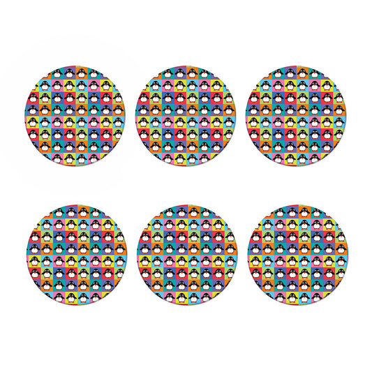 Cute Colorful Penguin Pattern Print Coaster Set