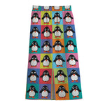 Cute Colorful Penguin Pattern Print Cotton Front Slit Maxi Skirt