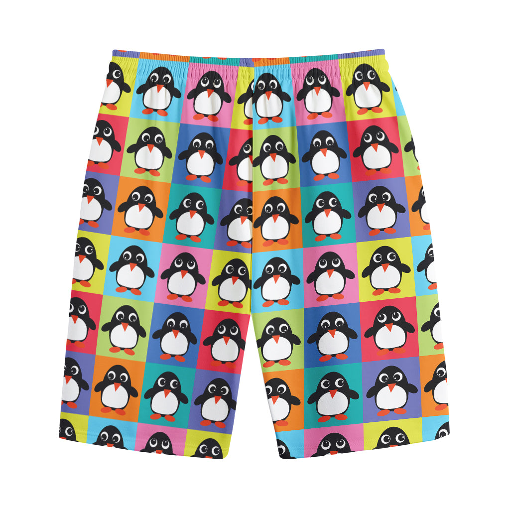 Cute Colorful Penguin Pattern Print Cotton Shorts