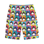 Cute Colorful Penguin Pattern Print Cotton Shorts