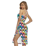 Cute Colorful Penguin Pattern Print Cross Back Cami Dress