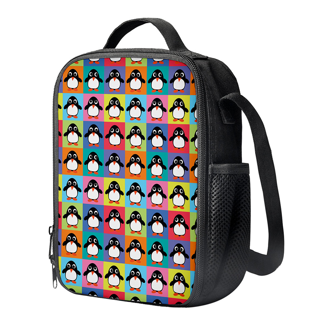 Cute Colorful Penguin Pattern Print Crossbody Lunch Bag