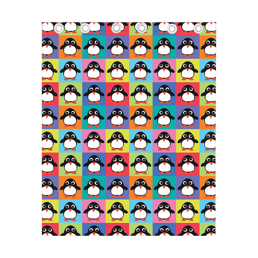 Cute Colorful Penguin Pattern Print Curtain