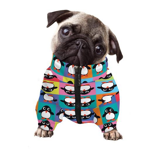 Cute Colorful Penguin Pattern Print Dog Zip Up Jacket
