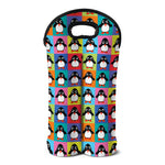 Cute Colorful Penguin Pattern Print Double Neoprene Wine Tote