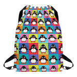 Cute Colorful Penguin Pattern Print Drawstring Backpack